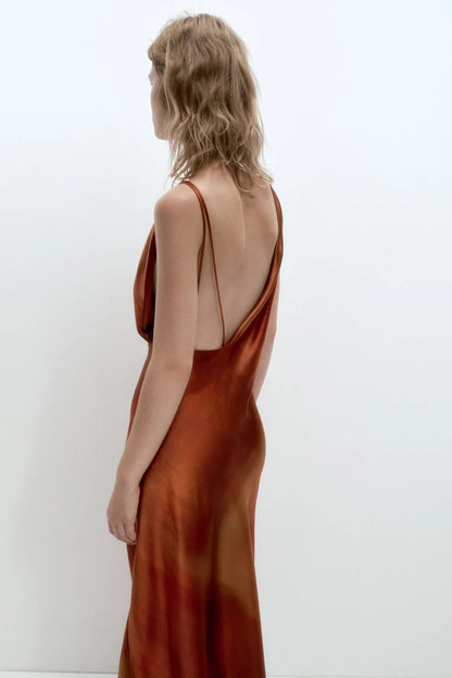 Cowl Neck Satin Dress