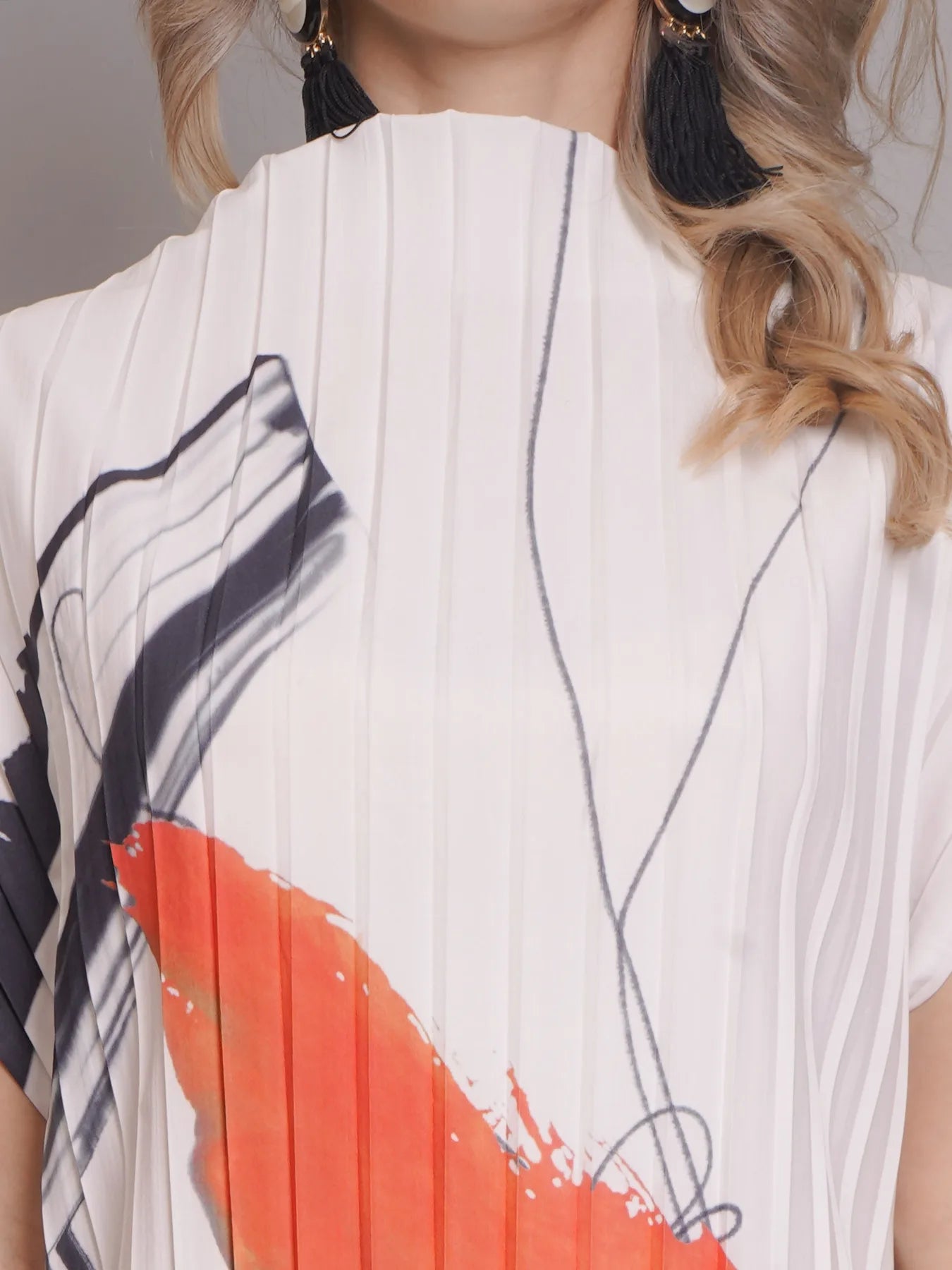 Printed Pleated Midi Dress