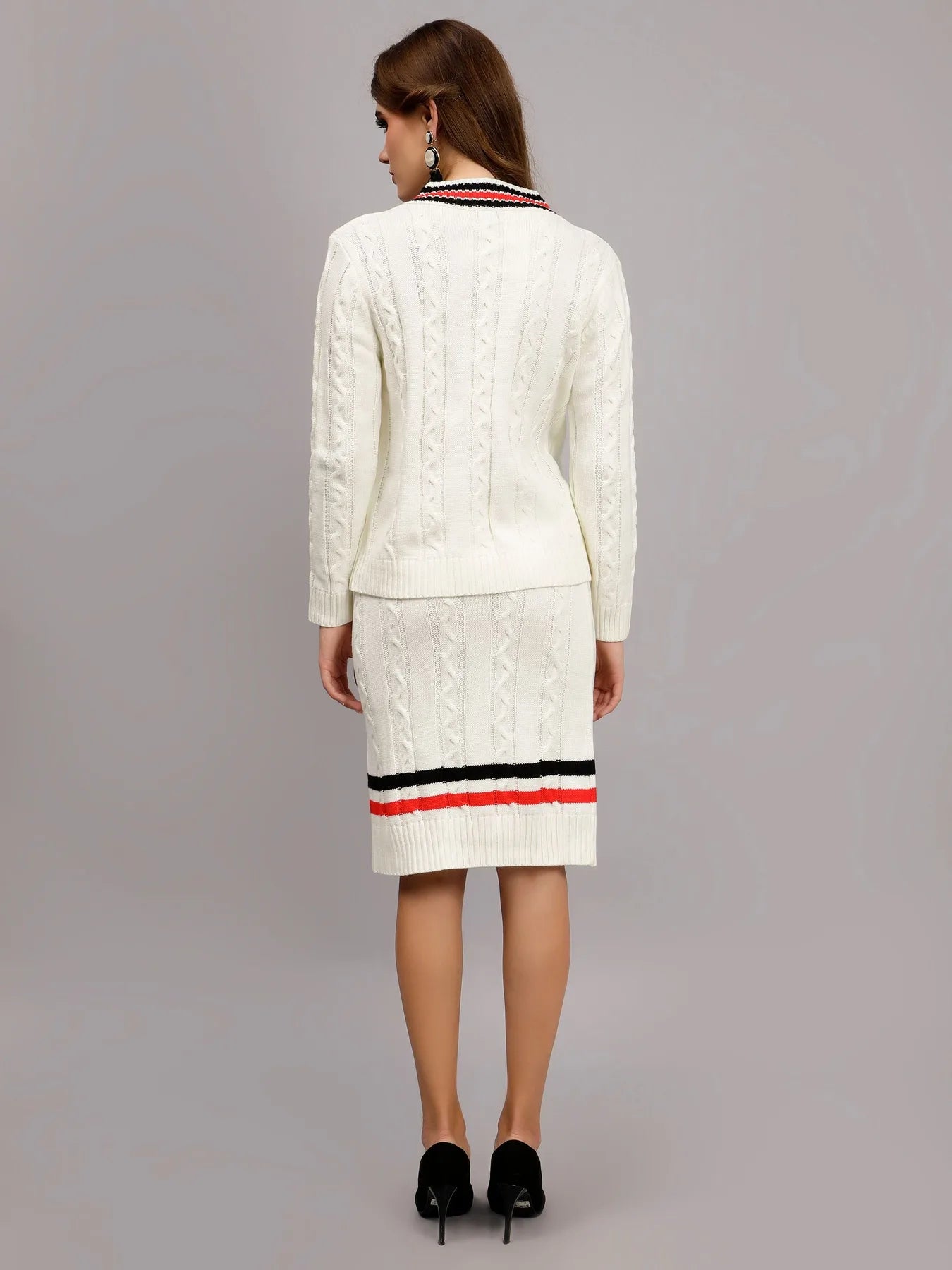 Cable Knit Pullover Skirt Set