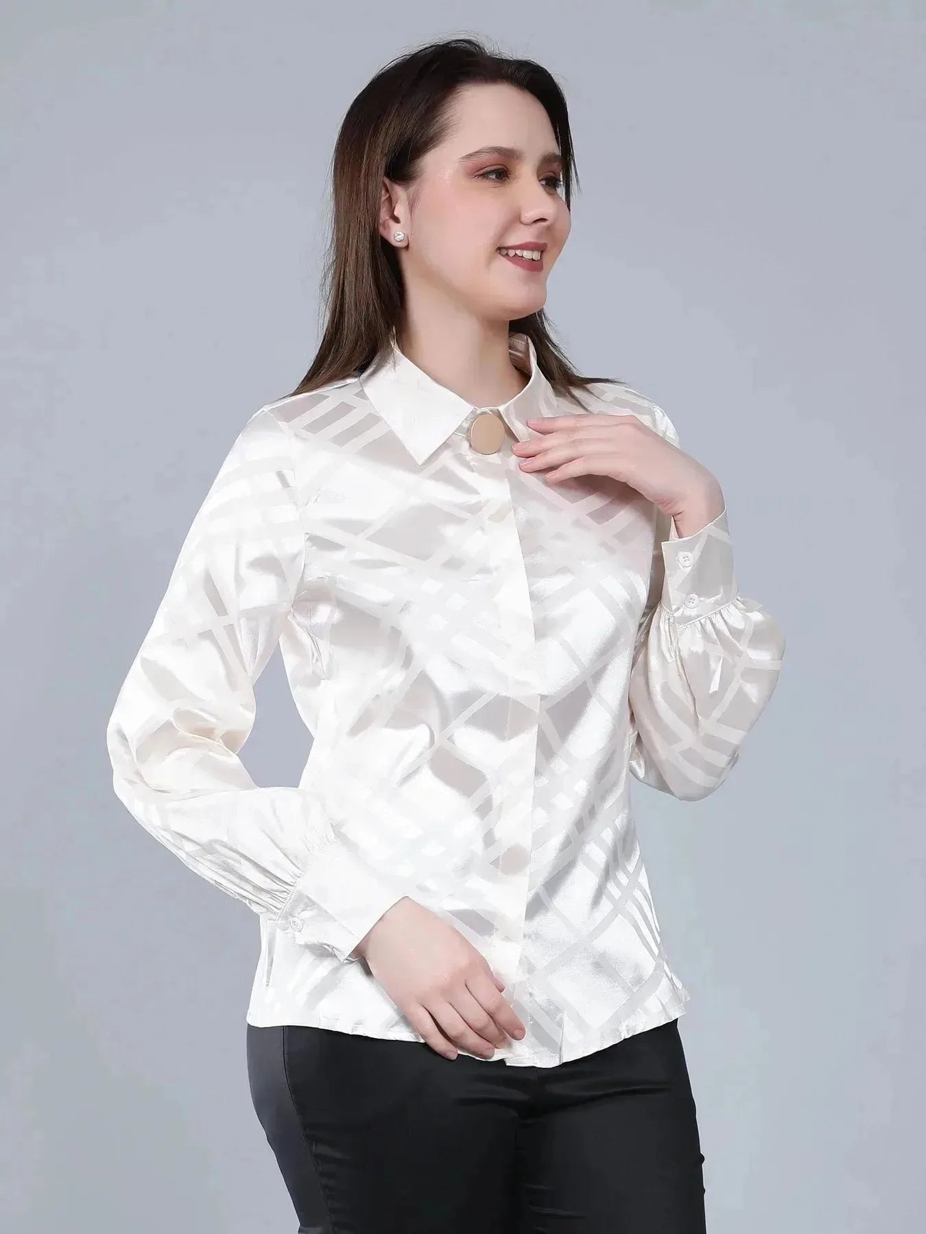 Geometrical Texture Satin Shirt