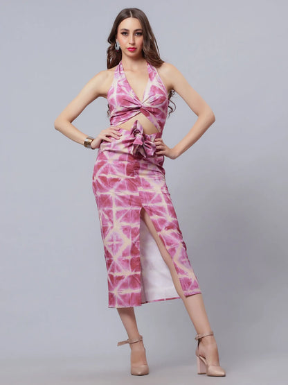 Tie-Dye Printed Halter Dress