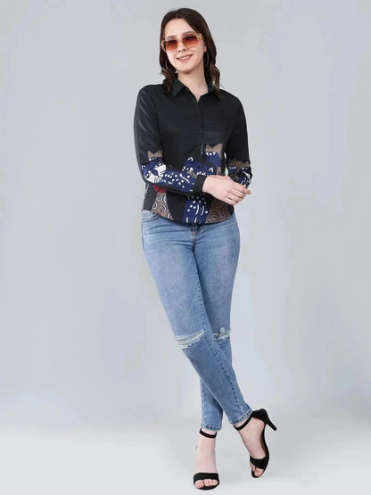 Cartoon Cat Printed Shirt
