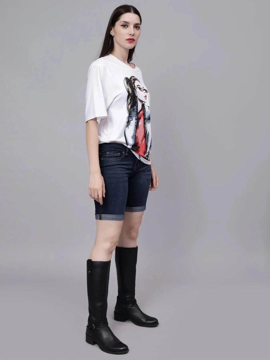 Stylish Girl Graphic Oversized T- Shirt