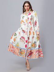 Tropical Fruit Printed Midi Dress