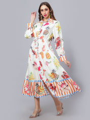 Tropical Fruit Printed Midi Dress