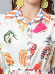 Tropical Fruit Printed Midi Dress