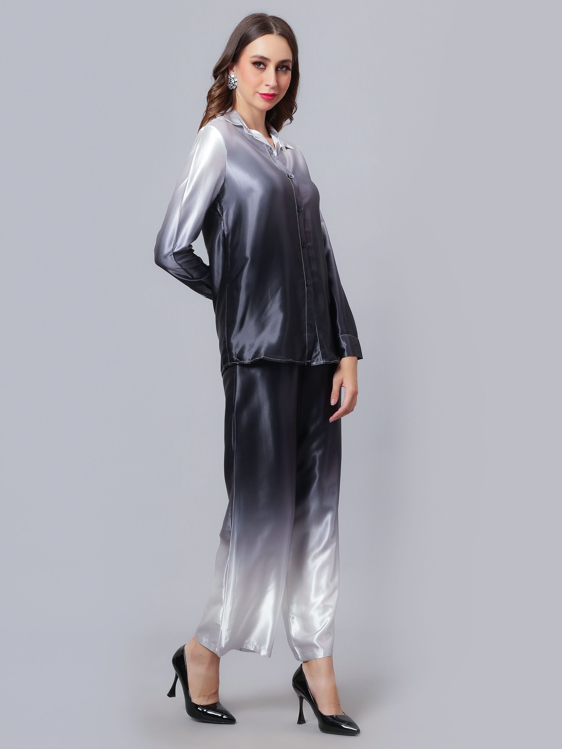 Gradient Satin Two-Piece Set