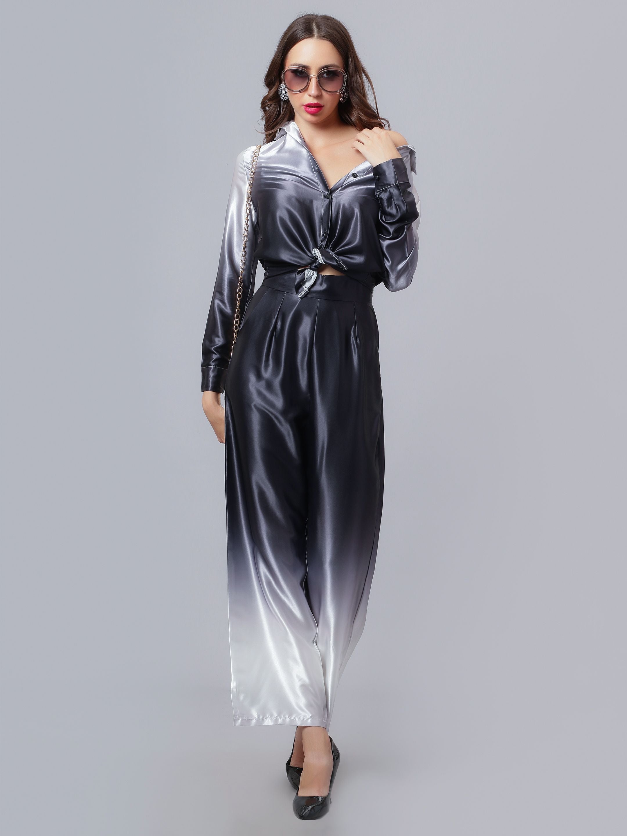 Gradient Satin Two-Piece Set