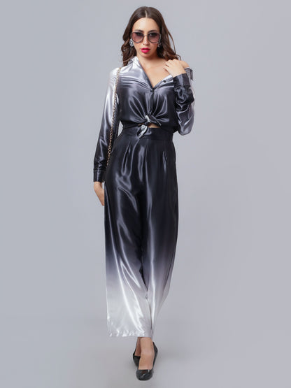 Gradient Satin Two-Piece Set