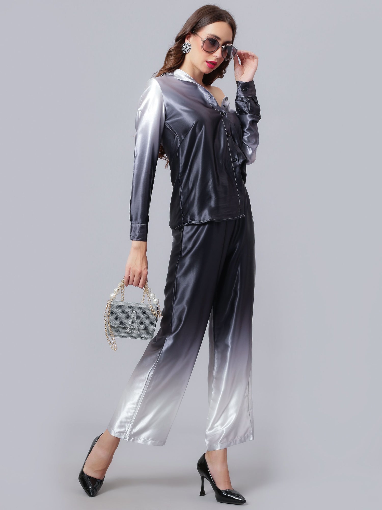 Gradient Satin Two-Piece Set
