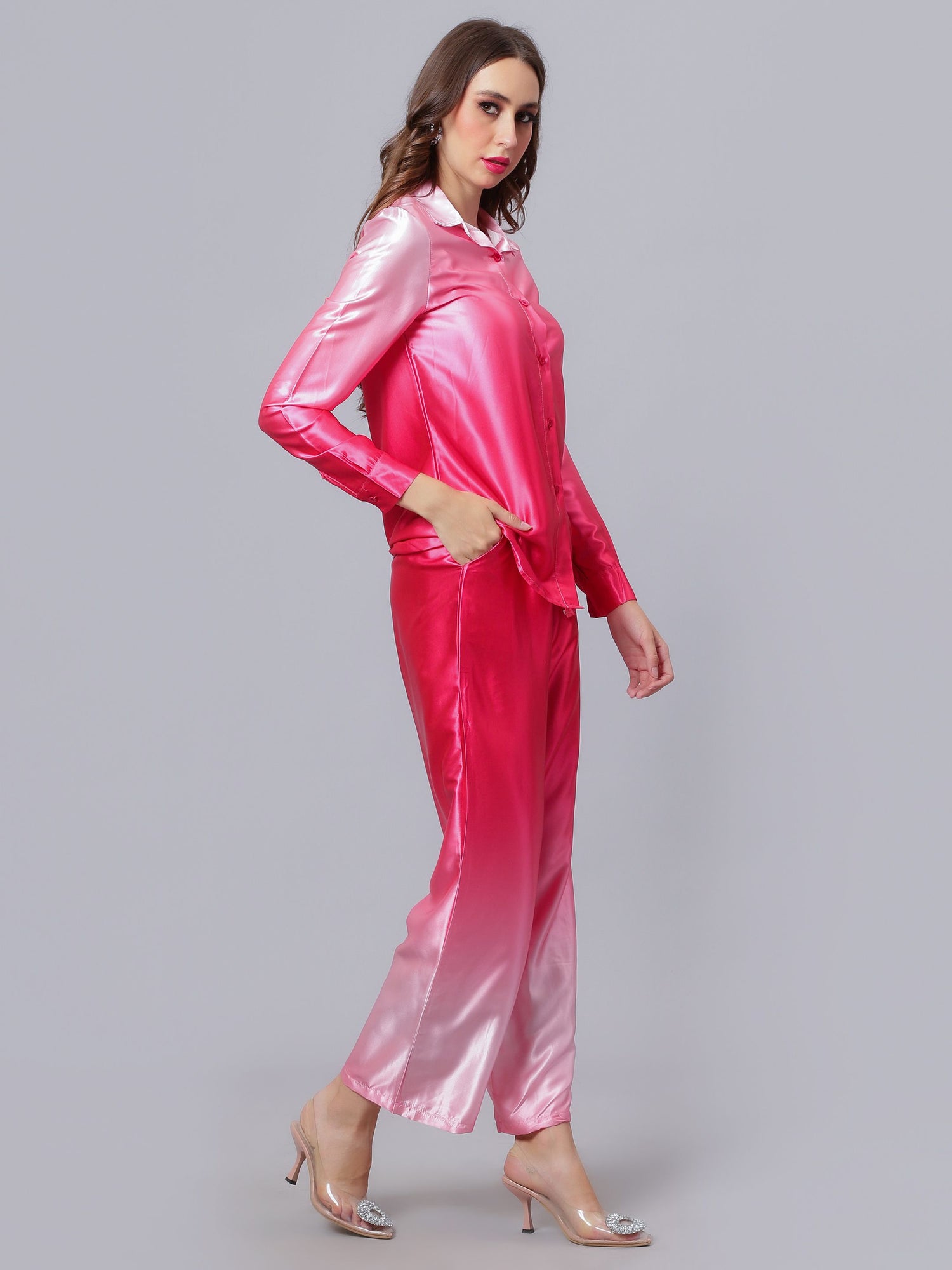Gradient Satin Two-Piece Set