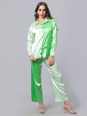 Colorblock Satin Two Piece Set