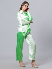 Colorblock Satin Two Piece Set