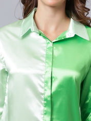 Colorblock Satin Two Piece Set