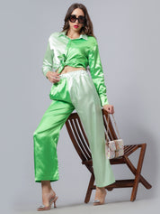 Colorblock Satin Two Piece Set