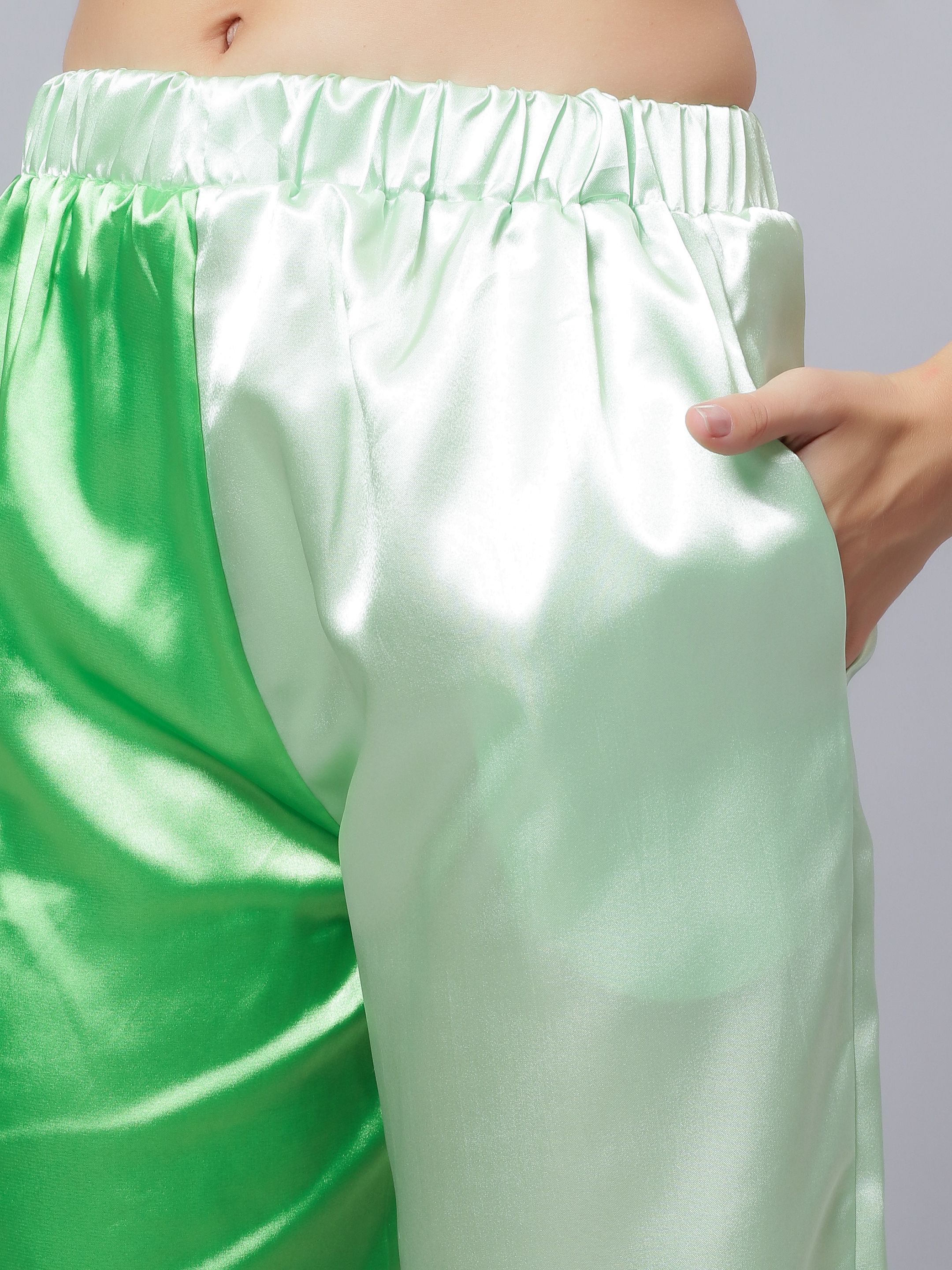 Colorblock Satin Two Piece Set