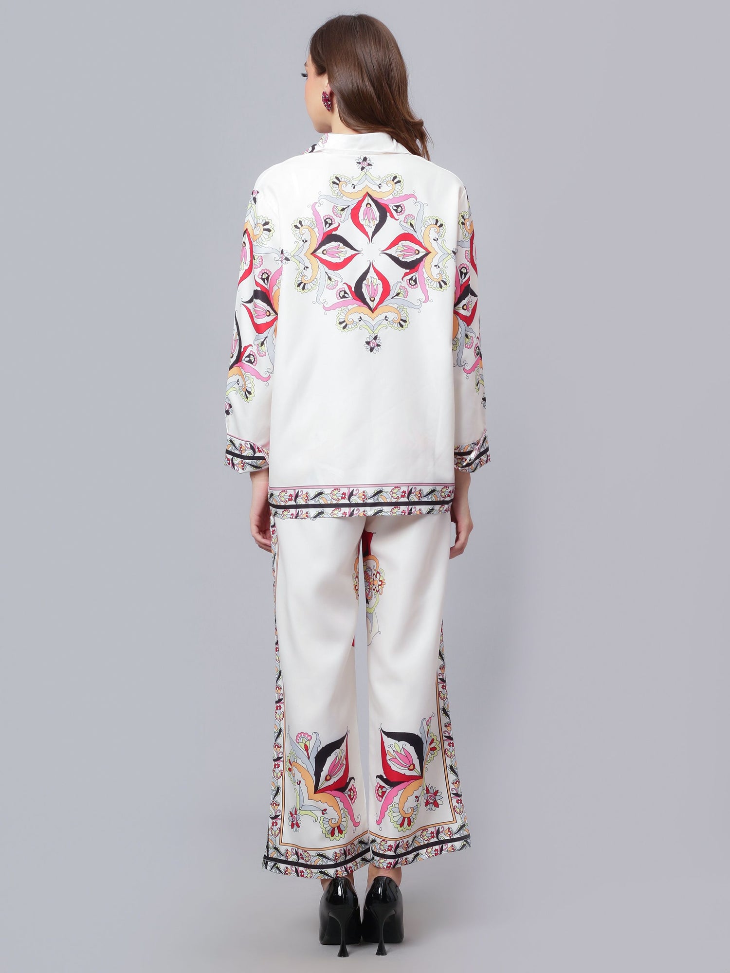 Geometric Floral Pattern Two-Piece Set