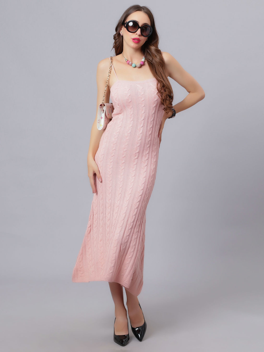 Cable Knitted Midi Dress