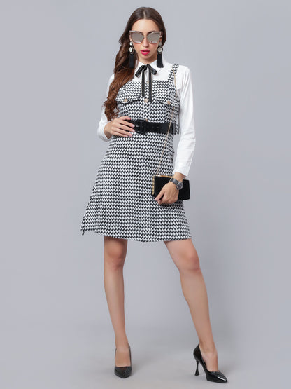 Houndstooth Tweed Suspender Dress &amp; Shirt Set