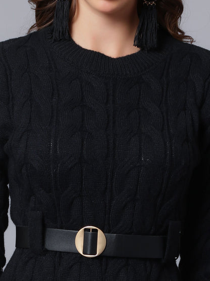 Winter Cable Knitted Sweater Dress