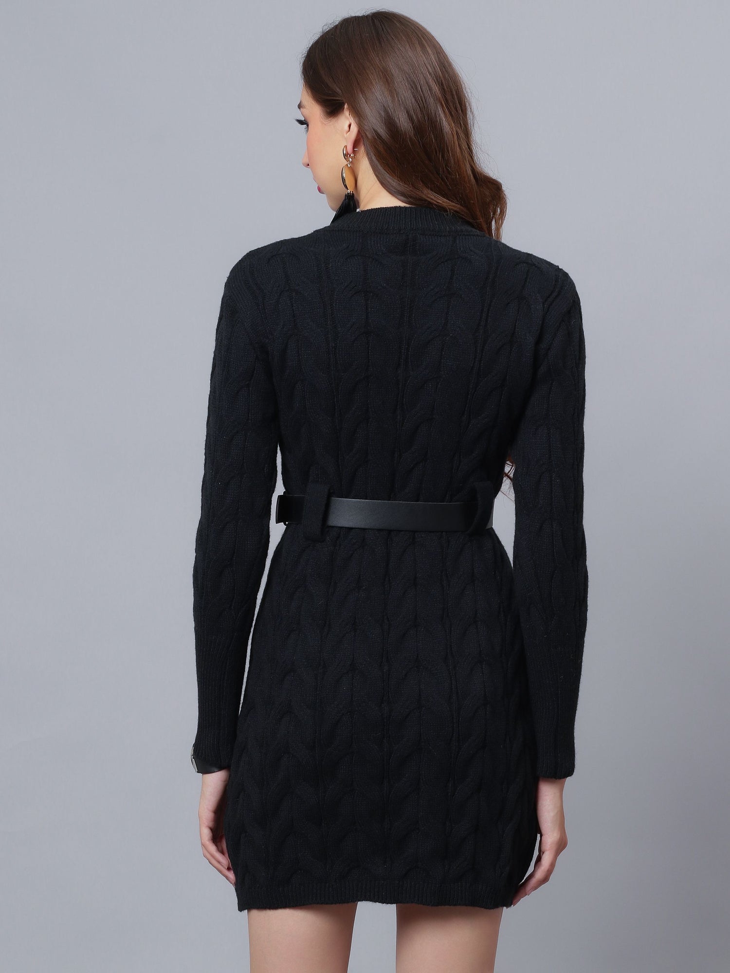 Winter Cable Knitted Sweater Dress