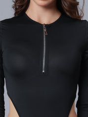 Zipper High Cutout Bodysuit