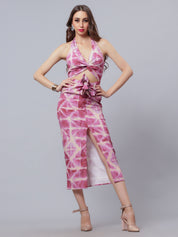 Tie-Dye Printed Halter Dress