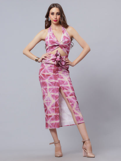 Tie-Dye Printed Halter Dress