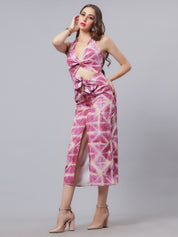 Tie-Dye Printed Halter Dress