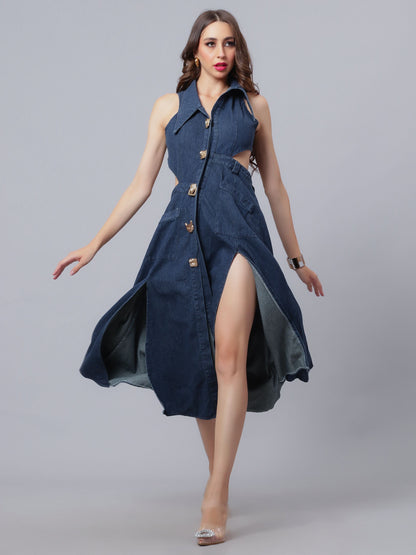 Hollow Out Denim Dress