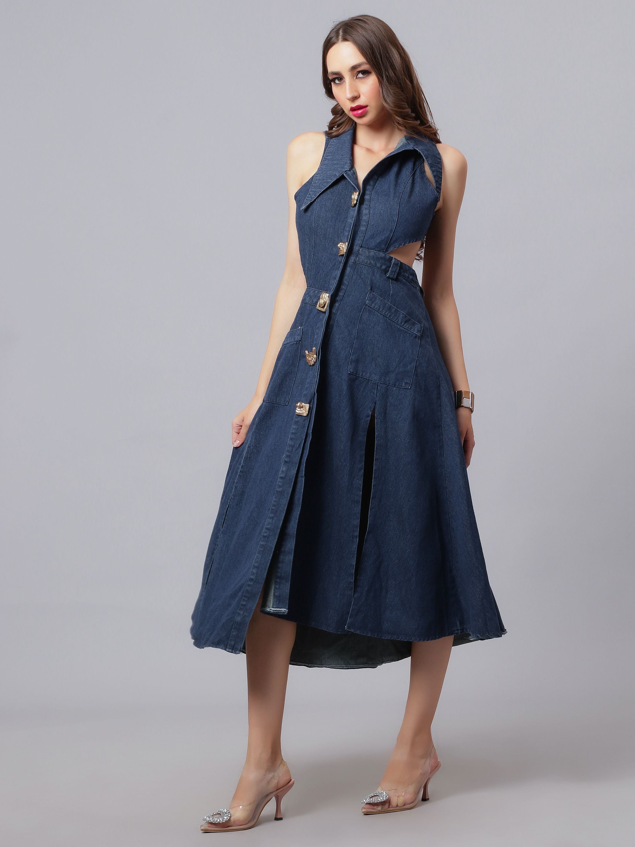 Hollow Out Denim Dress