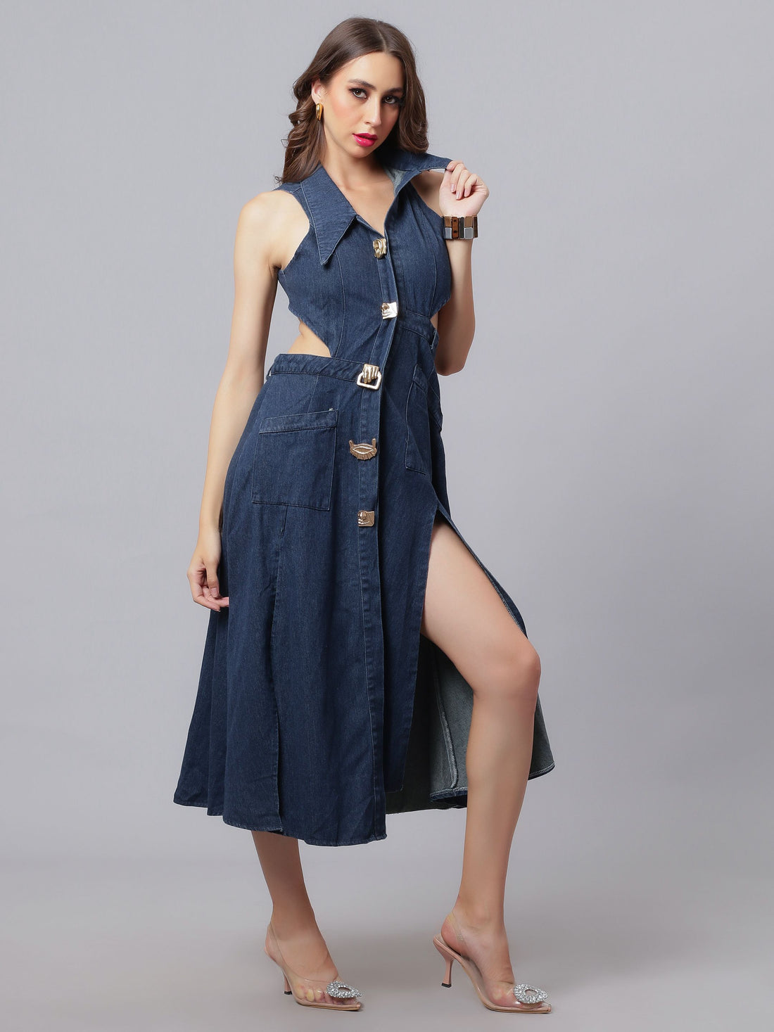Hollow Out Denim Dress