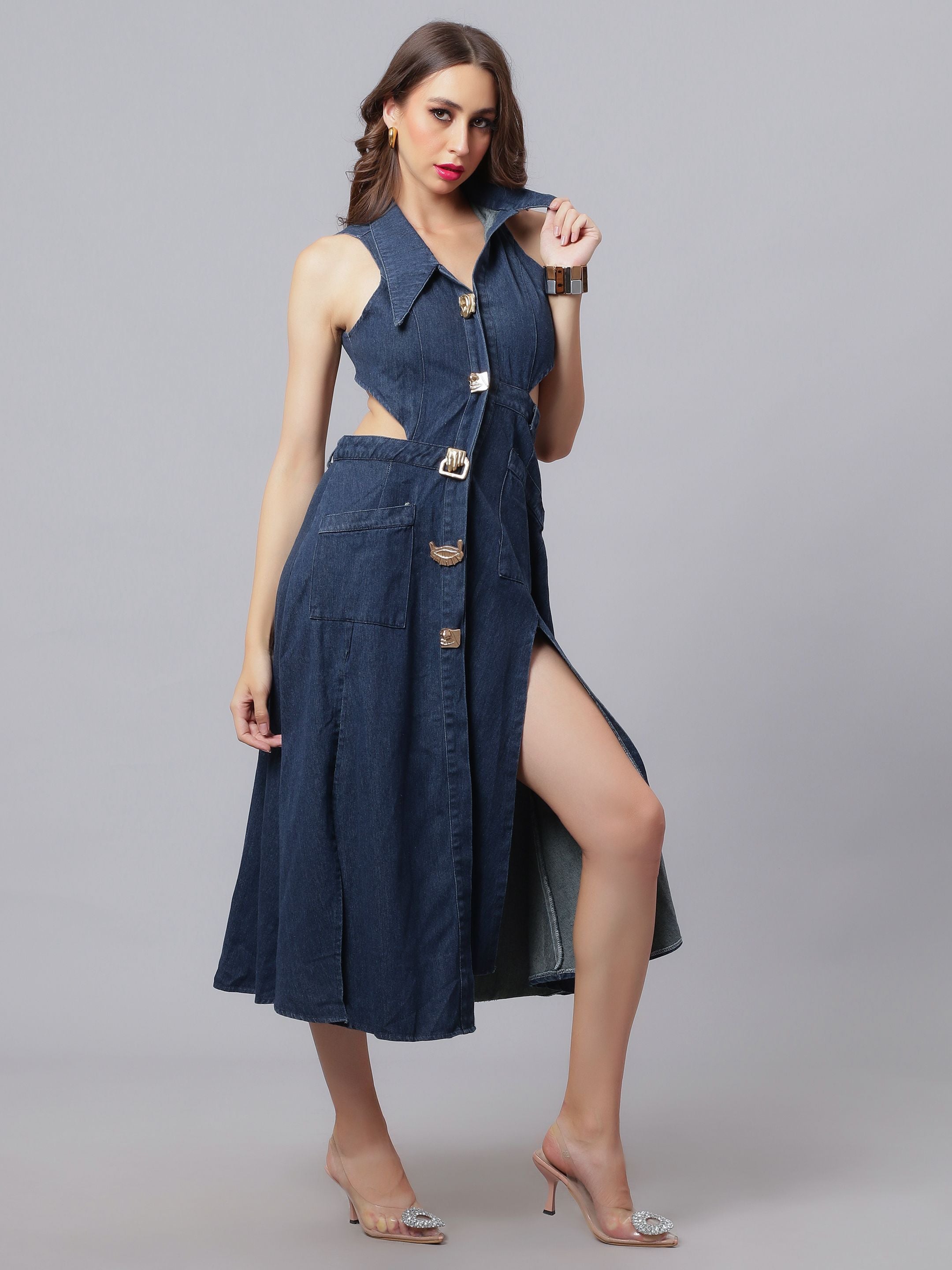 Hollow Out Denim Dress