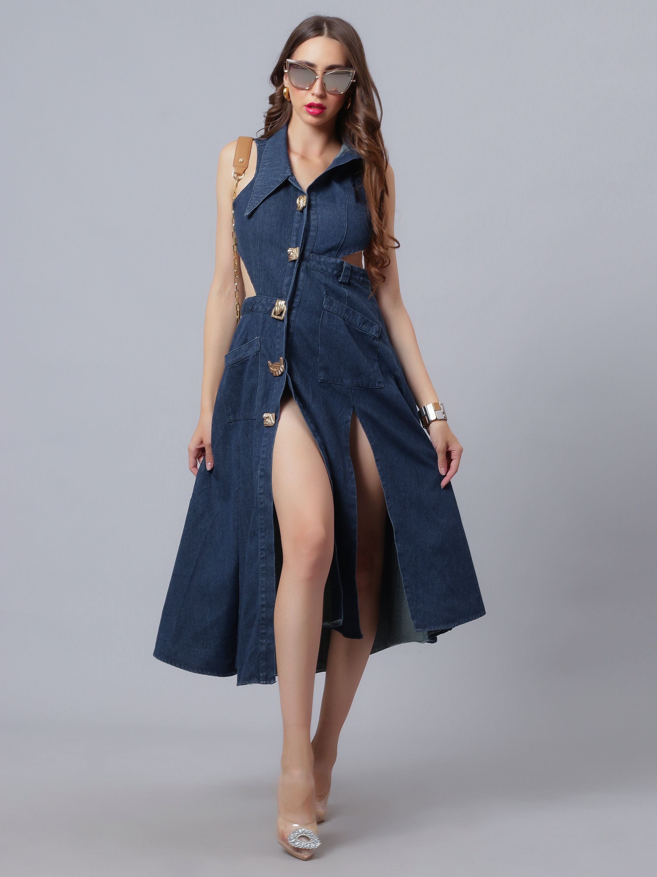 Hollow Out Denim Dress