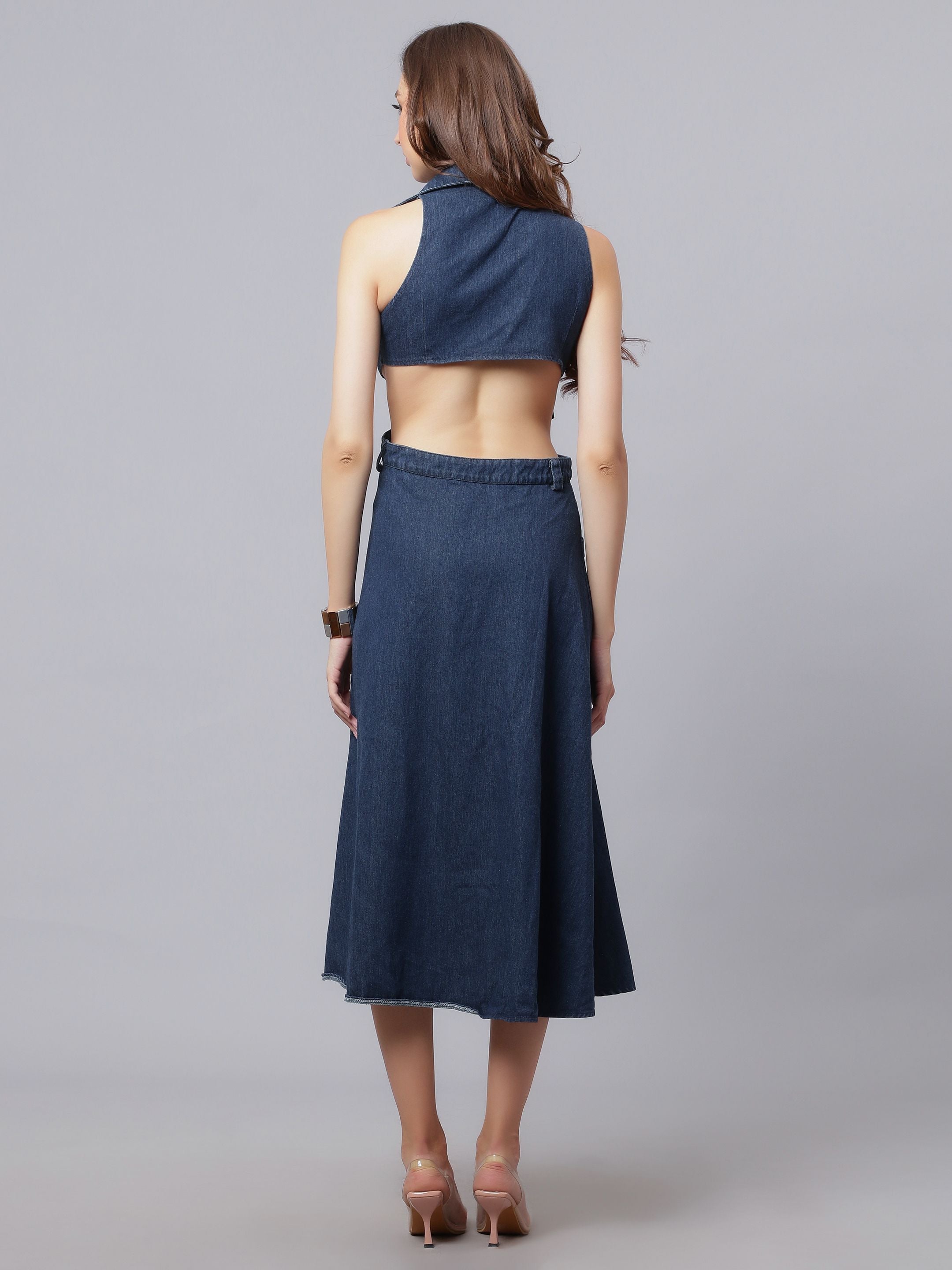 Hollow Out Denim Dress