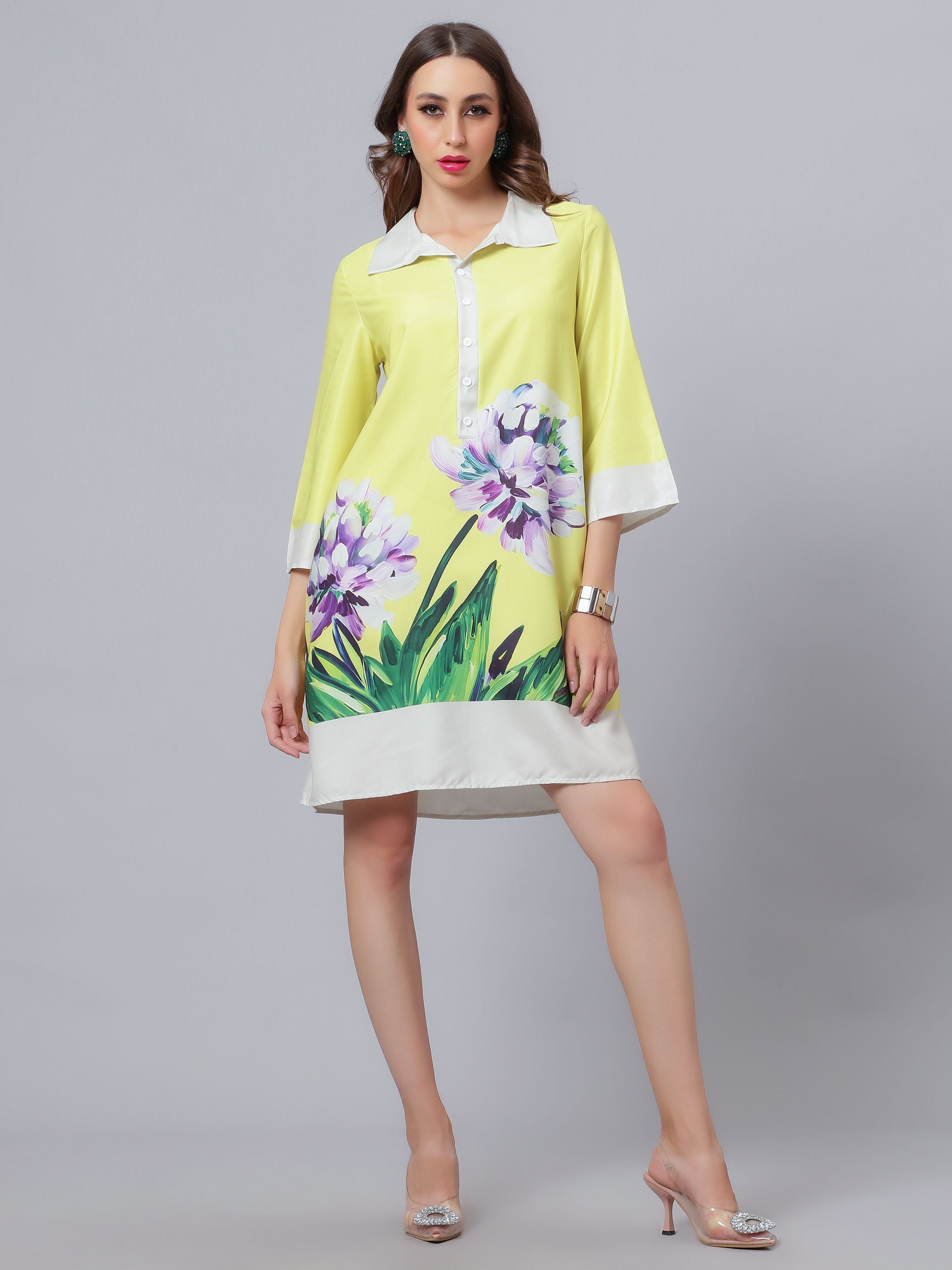 Floral Printed Shirt Dress