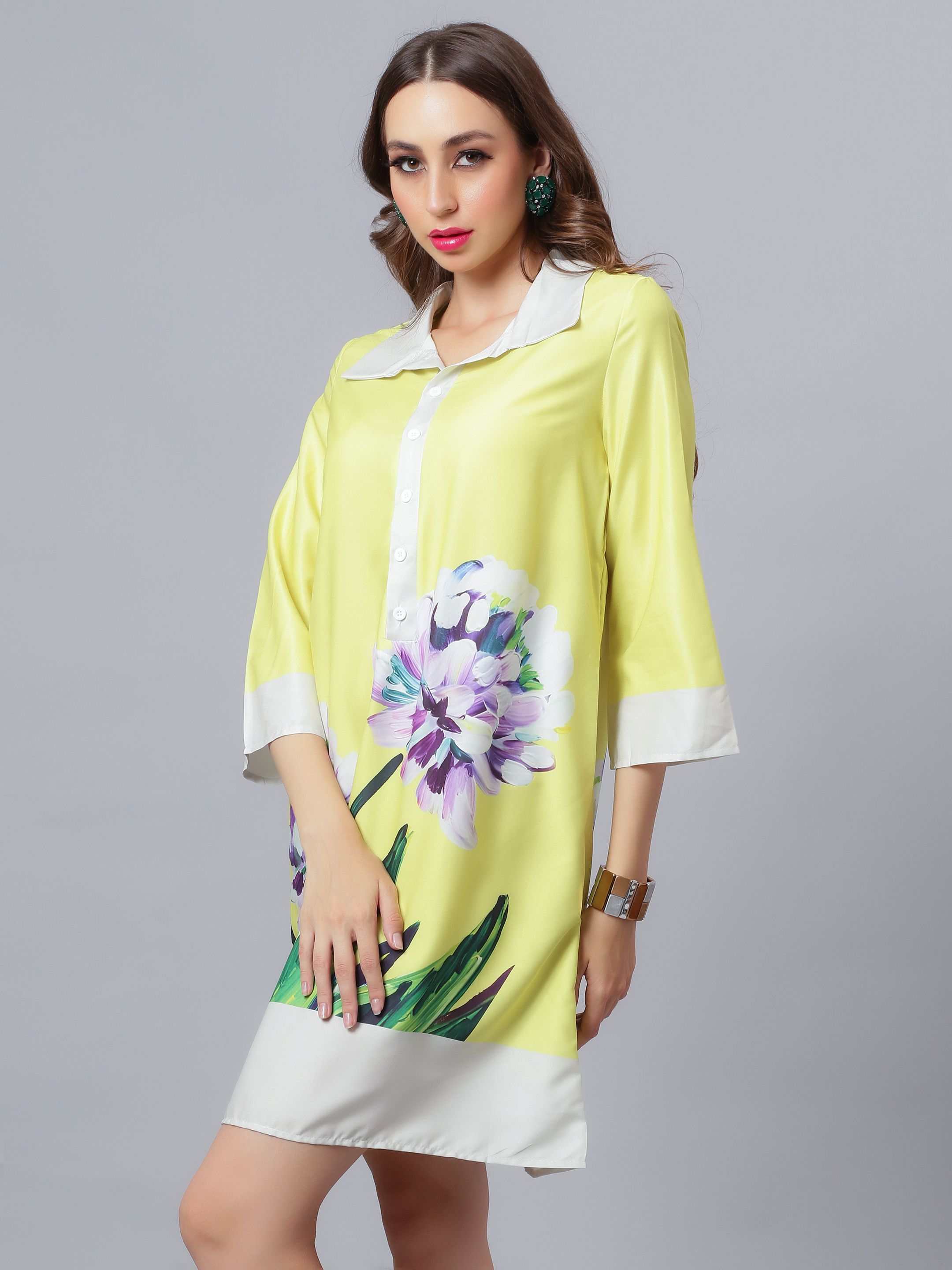 Floral Printed Shirt Dress