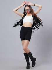 Embroidered Fringe Vest Jacket