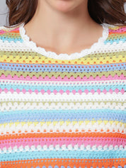 Multicolour Crochet Cape