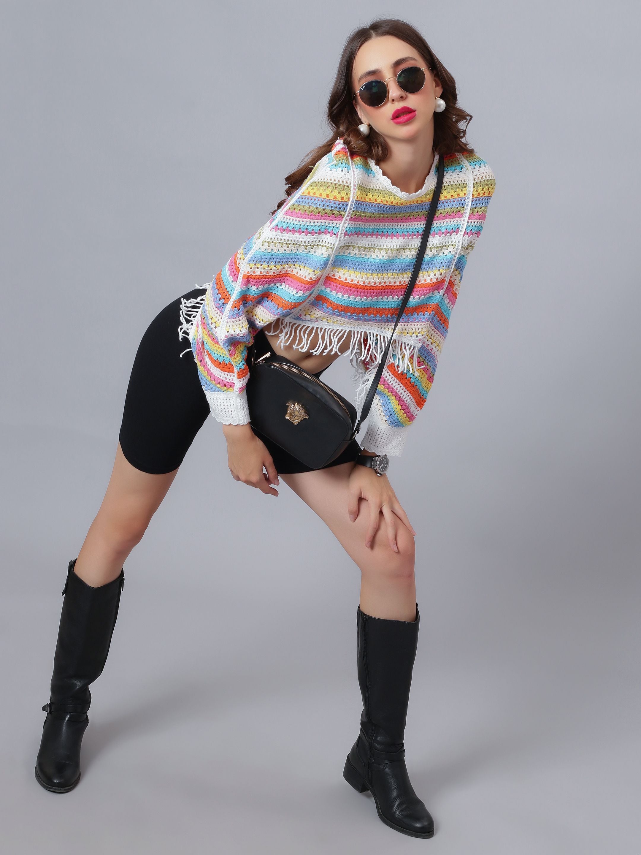 Multicolour Crochet Cape