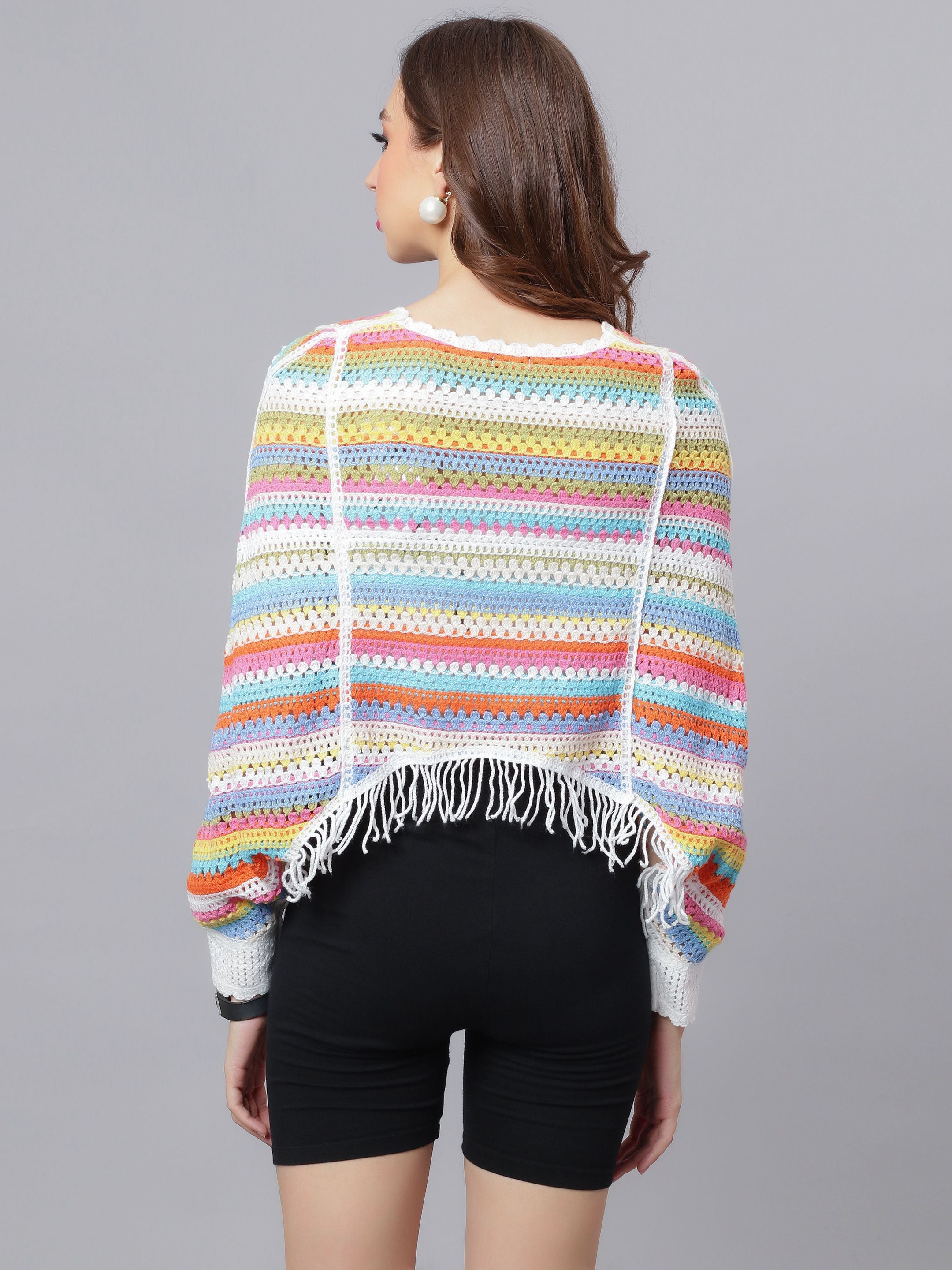 Multicolour Crochet Cape