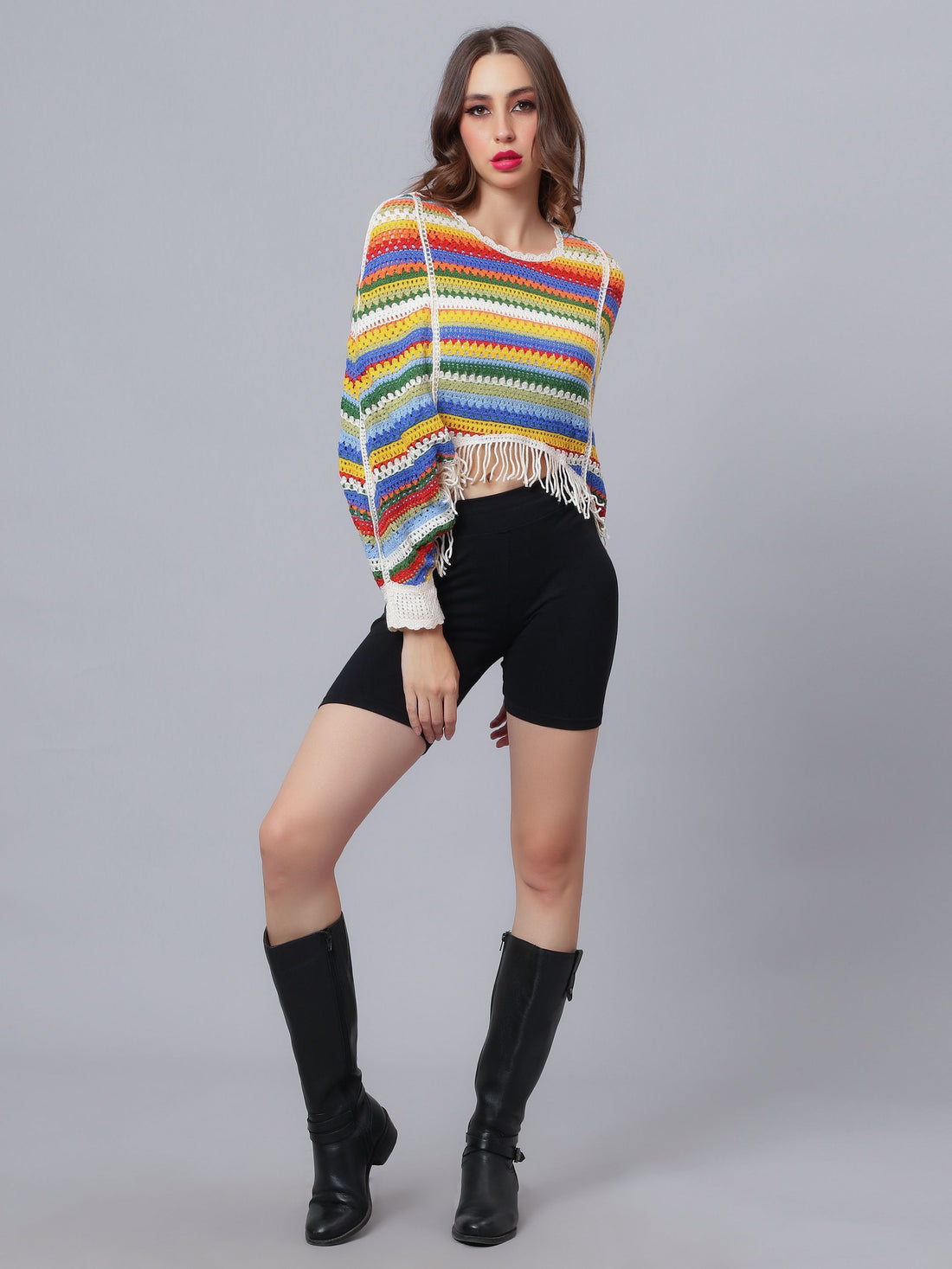Multicolour Crochet Cape