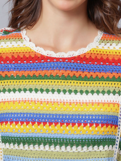 Multicolour Crochet Cape