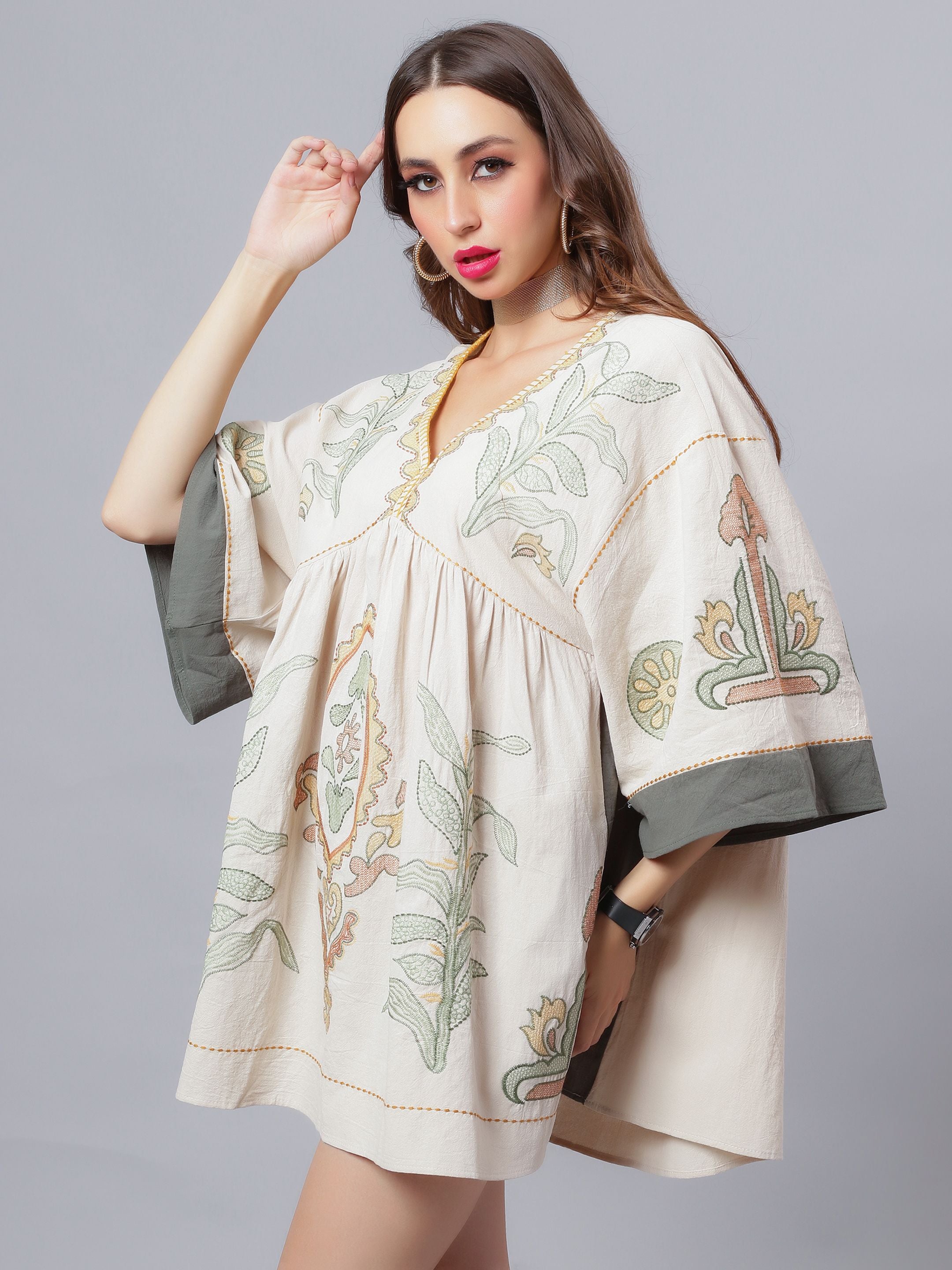 Embroidered Short Cover-Up