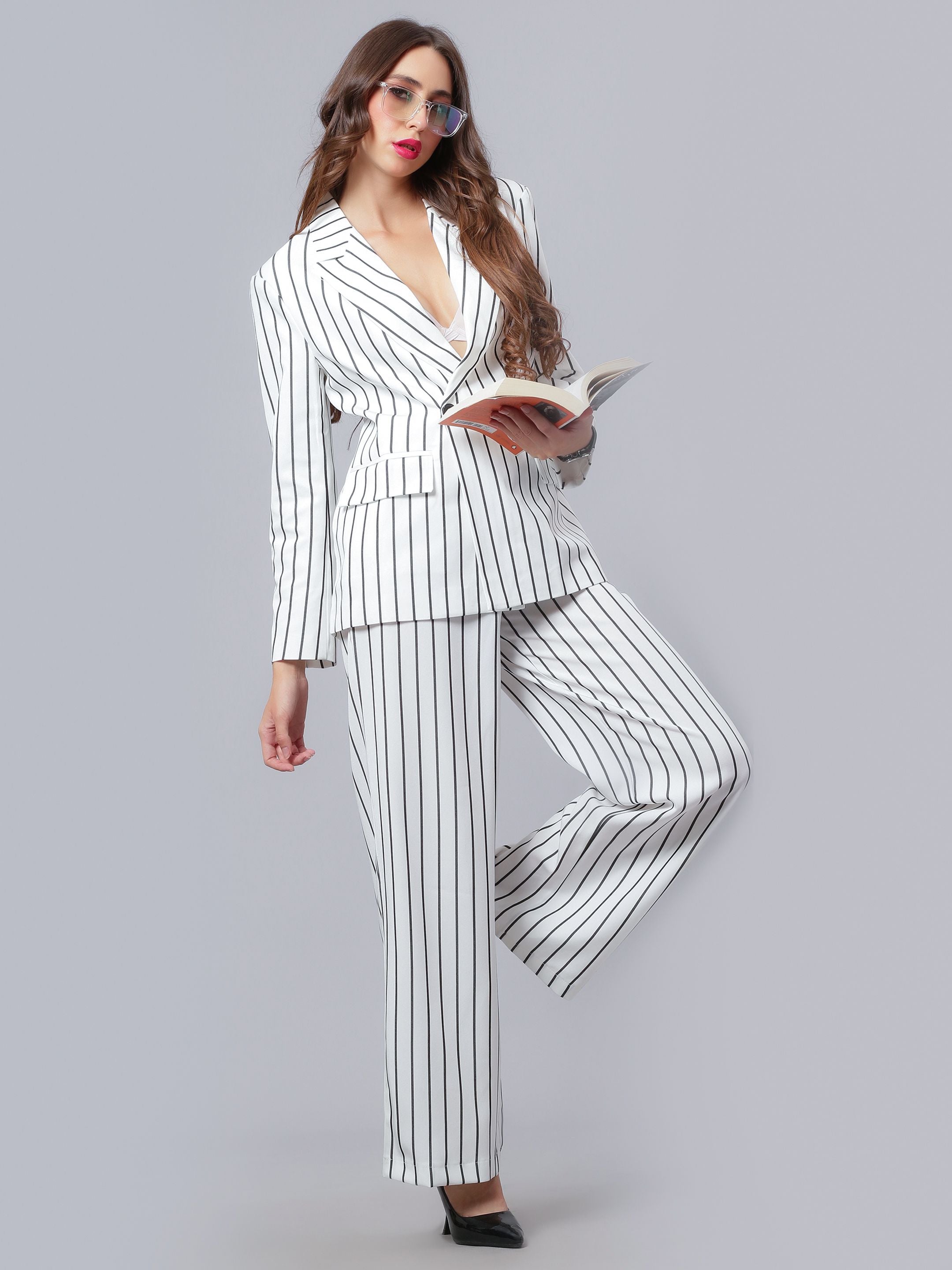 Striped Blazer Pant Set