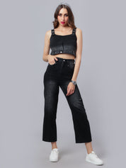 Denim Crop Pant Set