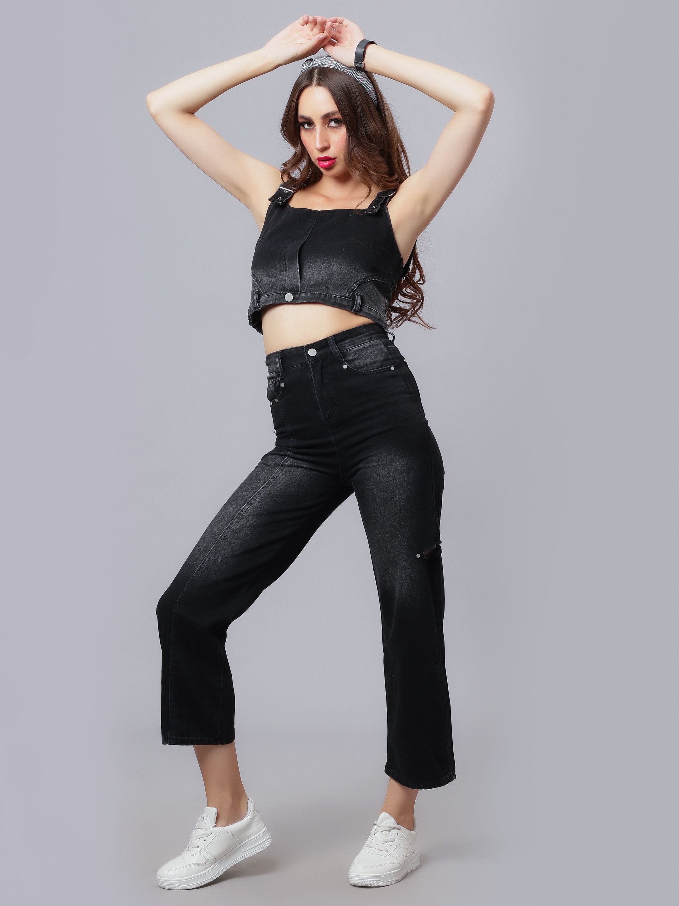 Denim Crop Pant Set