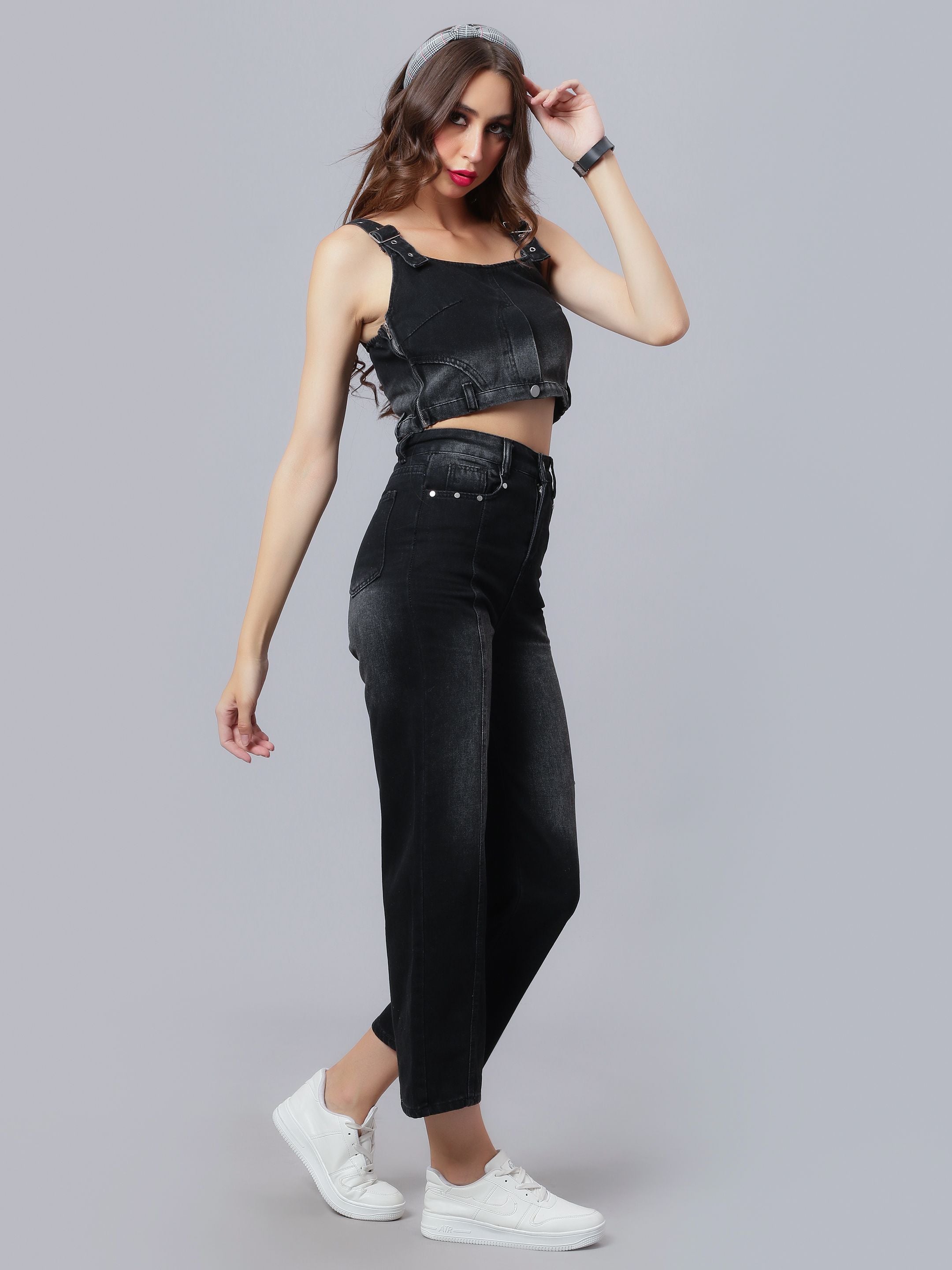 Denim Crop Pant Set
