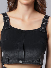 Denim Crop Pant Set