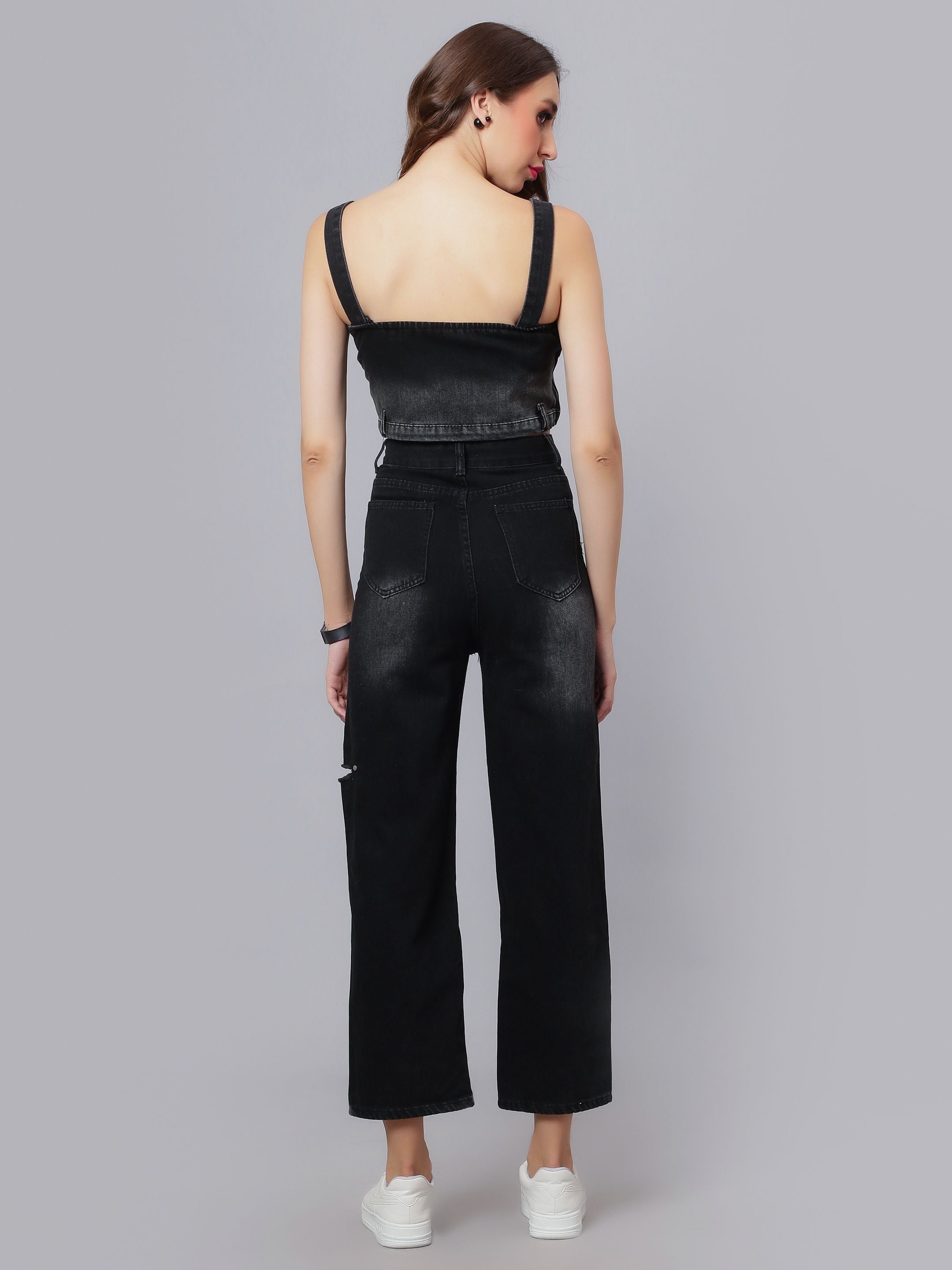 Denim Crop Pant Set